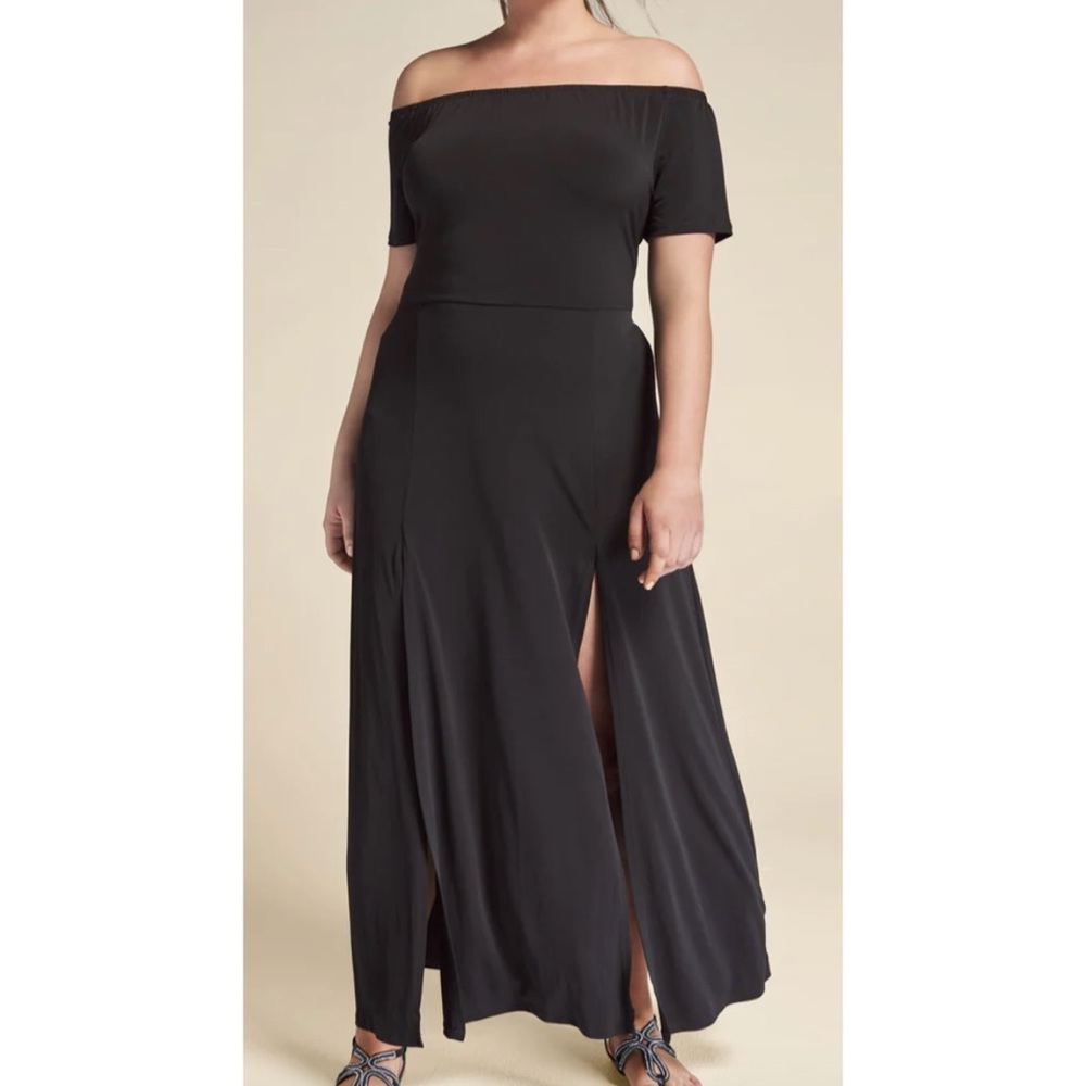 Lascana Venus Maxi Dress Slit Detail Black